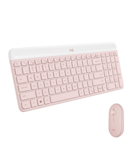 Logitech MK470 Slim Wireless Keyboard and Mouse Combo - Modern Compact Layout, Ultra Quiet, 2.4 GHz USB Receiver, Plug n' Play Connectivity, Compatible with Windows - Rose 
