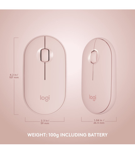 Logitech MK470 Slim Wireless Keyboard and Mouse Combo - Modern Compact Layout, Ultra Quiet, 2.4 GHz USB Receiver, Plug n' Play Connectivity, Compatible with Windows - Rose 