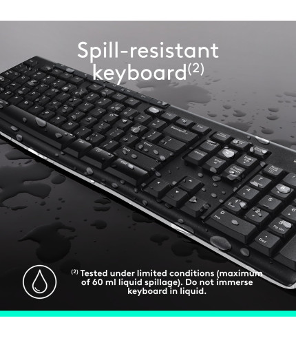 Logitech MK270 Wireless Keyboard And Mouse Combo For Windows, 2.4 GHz Wireless, Compact Mouse, 8 Multimedia And Shortcut Keys, For PC, Laptop - Black 