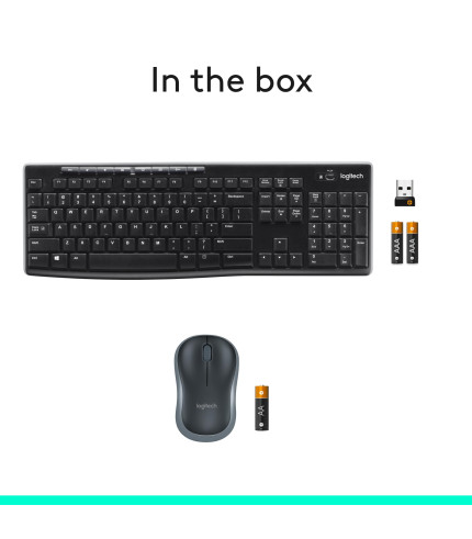 Logitech MK270 Wireless Keyboard And Mouse Combo For Windows, 2.4 GHz Wireless, Compact Mouse, 8 Multimedia And Shortcut Keys, For PC, Laptop - Black 
