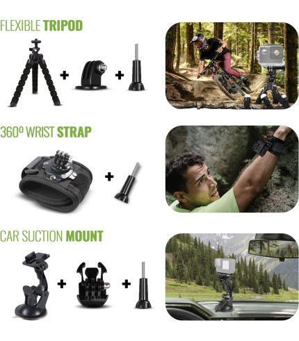 GoPro Hero (Go Pro Hero) Black Compact - Waterproof Action Camera with 4K Ultra HD Video, 12MP Photos, Stabilization + 50-in-1 Accessory Kit + 64GB Card + More 